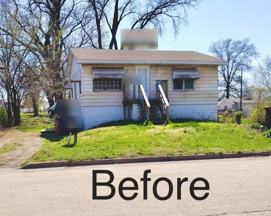 Front exterior before new siding.